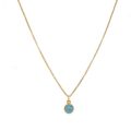Gold Swedish Blue Brag Stone Pendant with box Chain